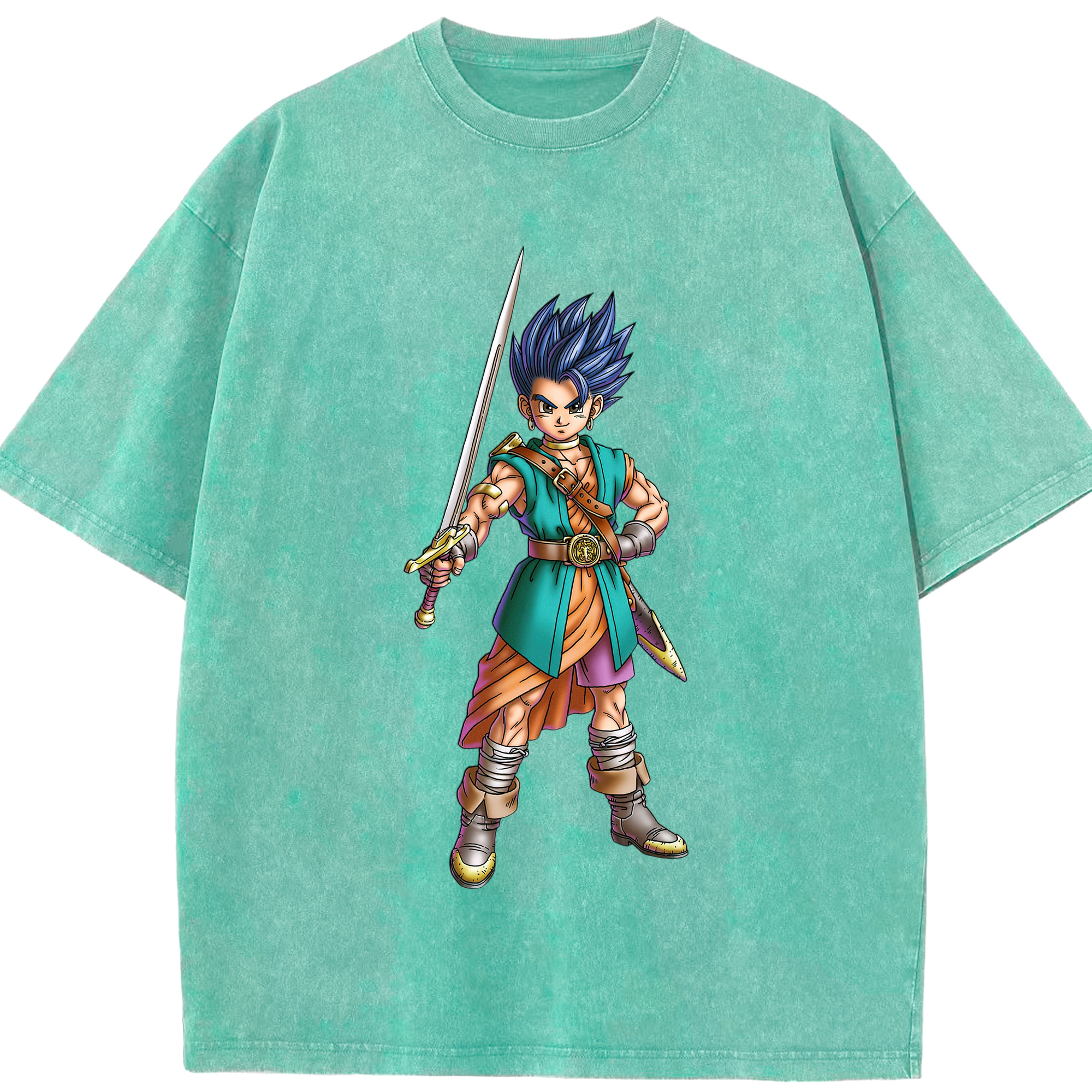 （画像用） ドラゴンクエスト Doragon Kuesuto Dragon Quest 綿100% ヴィンテージ風 半袖Tシャツ（フロントプリント）